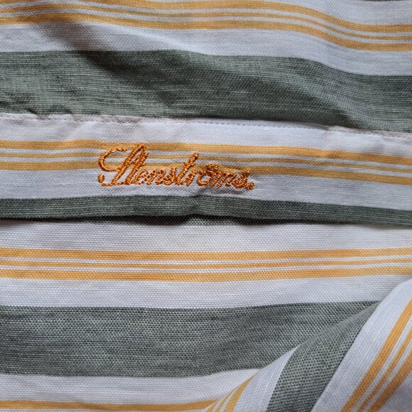 NEW Stenstroms Striped Green Orange Button Down Linen Cotton Dress Shirt Size L - Picture 11 of 16